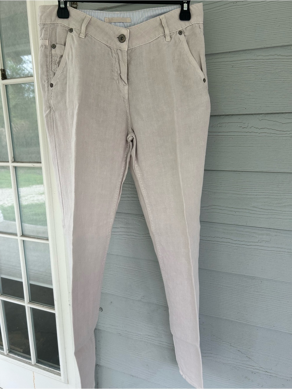 Poetry Linen Blend Pants Womens 6/8 Beige Neutral Slim Casual Stretch Soft Beach